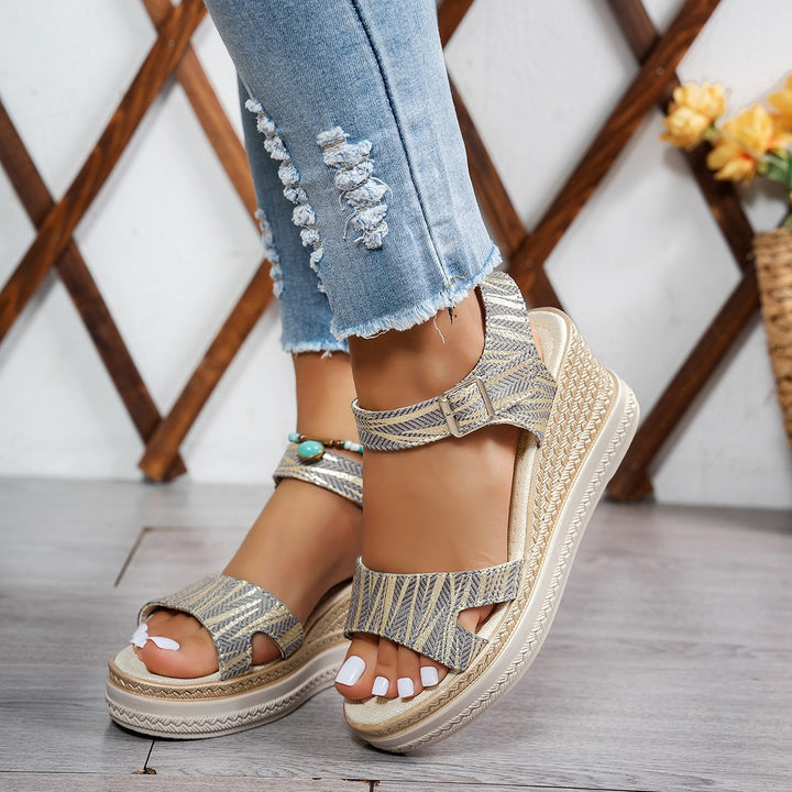 Wedge sandals for women with an elegant strap design and breathable upper material Lune London