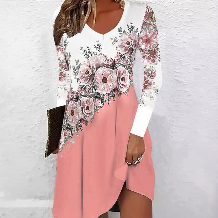 Mini dress for women with floral design and elegant V-neck Lune London