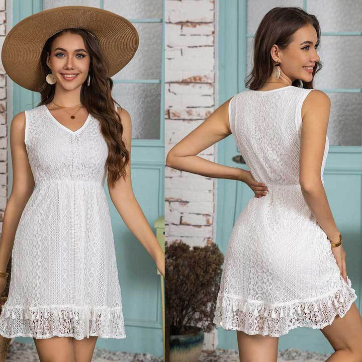 Lace frill summer dress Lune London
