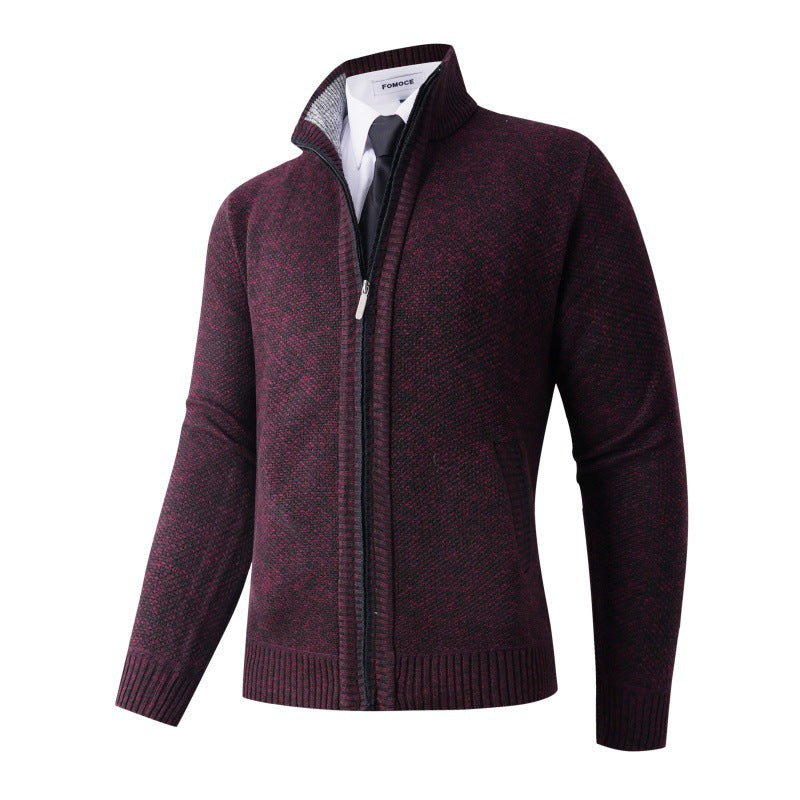 Elegant knitted jacket for men with high collar and practical pockets Lune London