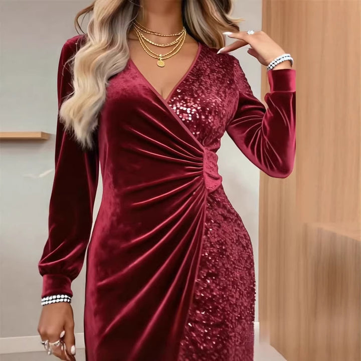 Women's Glamorous Wrap Dress with Sequins and Shimmering Details Lune London