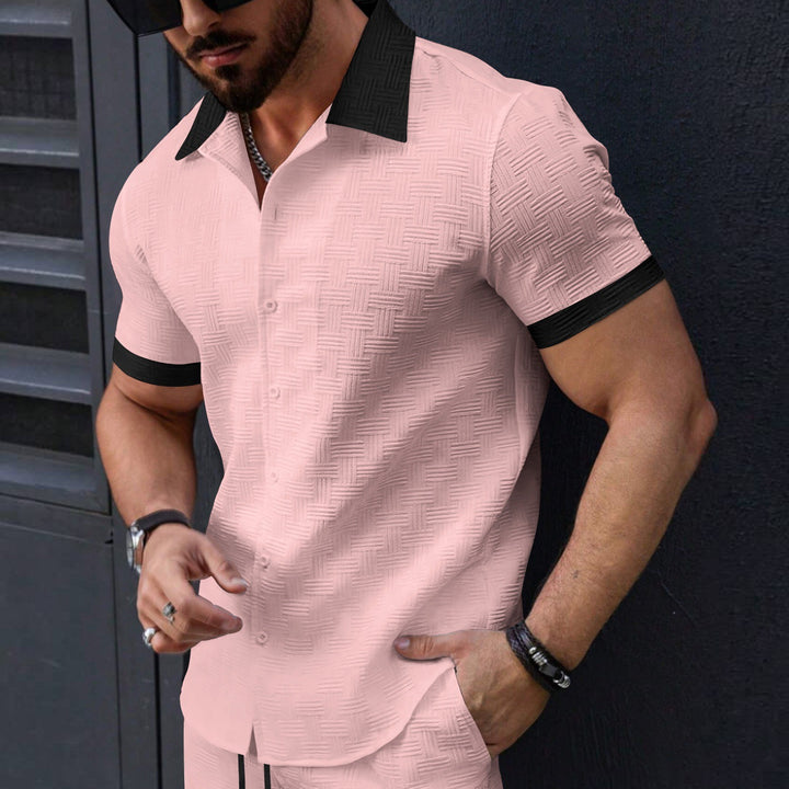 Short-sleeved shirt for men with structured design and contrasting collar Lune London