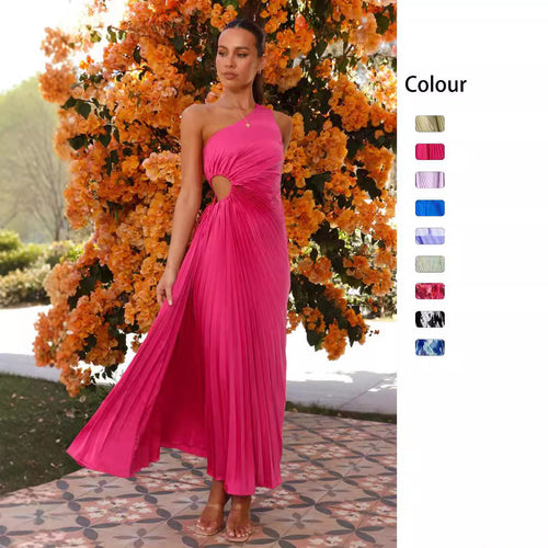 Women's maxi dress with sophisticated draping and asymmetrical design Lune London