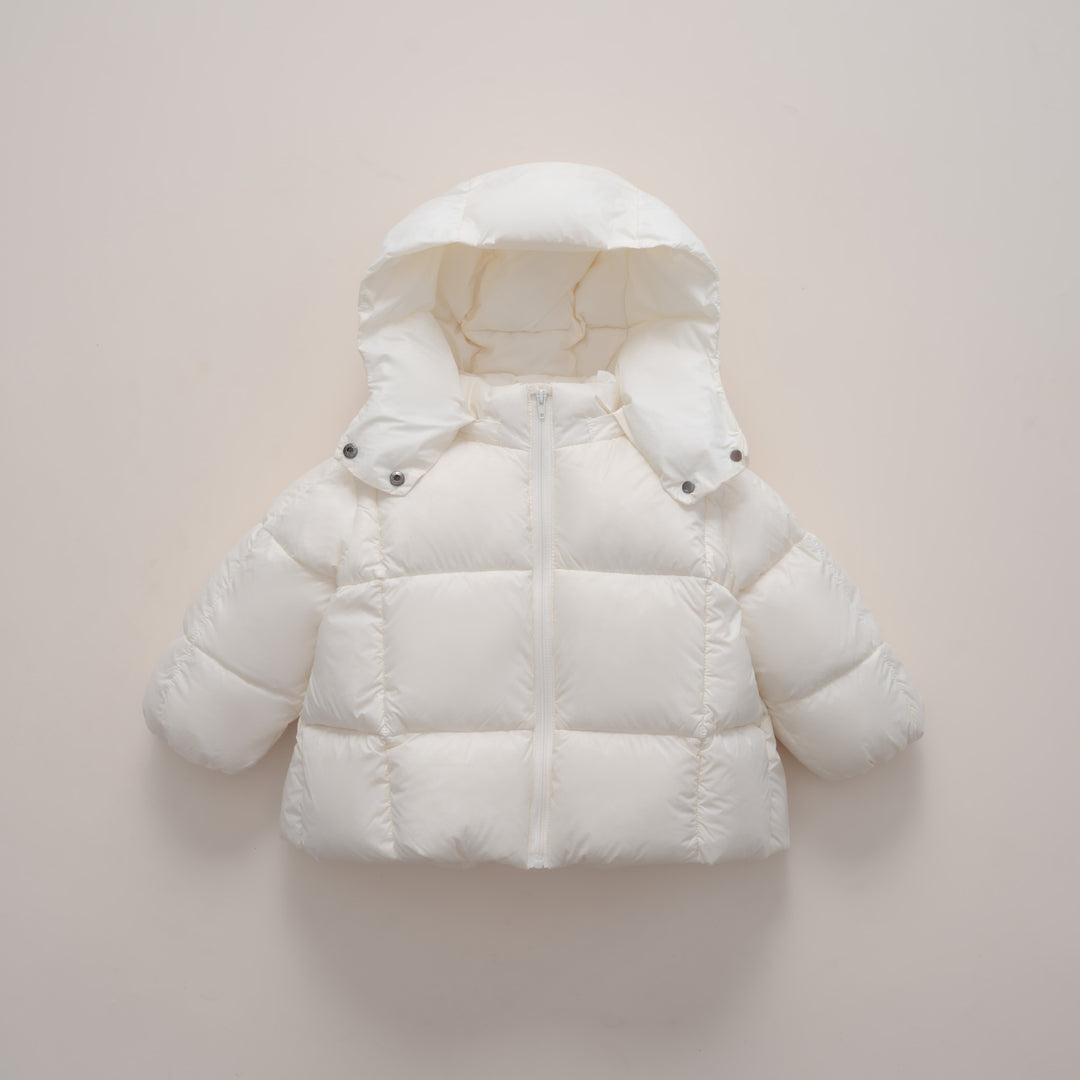 Ladies modern down jacket with removable hood and elastic cuffs Lune London