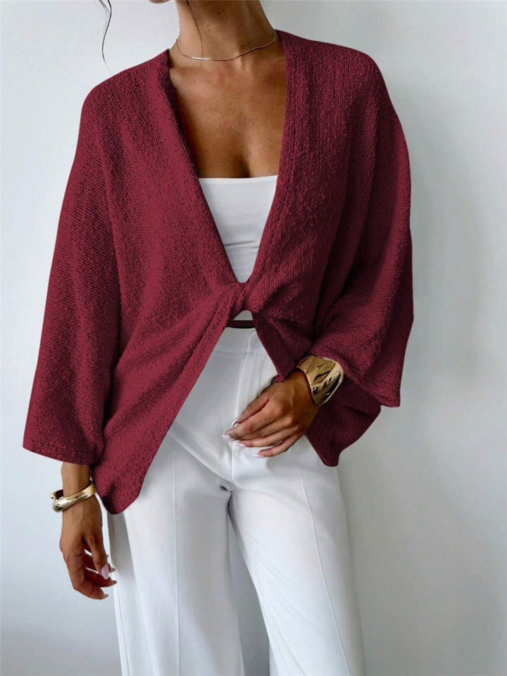 Casual roll-up jacket for women with large sleeves and textured fabric Lune London