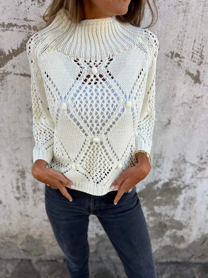Lightweight knitted sweater for women with a unique crochet pattern Lune London