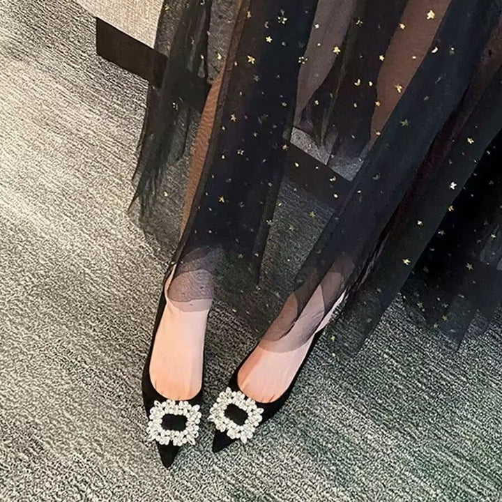 Elegant women's heels with sparkling rhinestone inlays and modern design Lune London