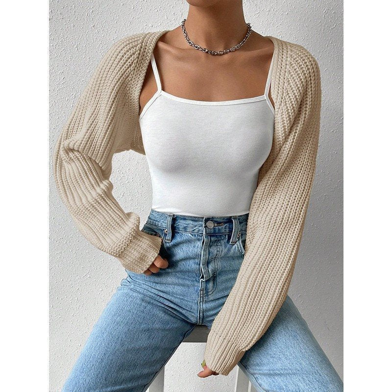 Casual knitted cardigan for women with open front and long sleeves Lune London