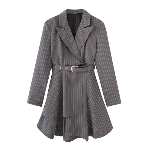 Striped blazers jacket for women with a defined waist and an elegant belt Lune London