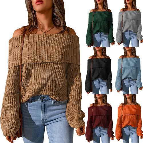 Comfortable knit sweater with off-the-shoulder Lune London
