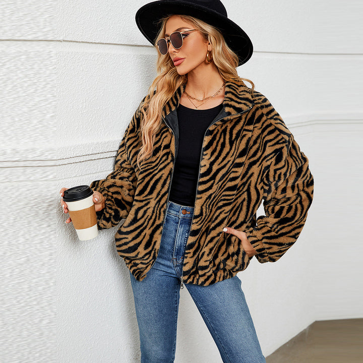 Ladies zebra pattern fleece jacket Lune London