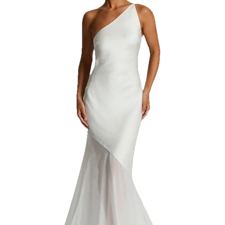 One-shoulder maxi dress for women with flowy skirt Lune London