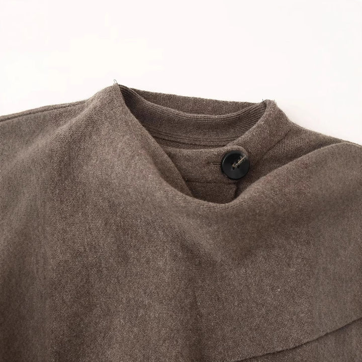 Fashion oversized jacket for women with asymmetrical cut and elegant high collar Lune London