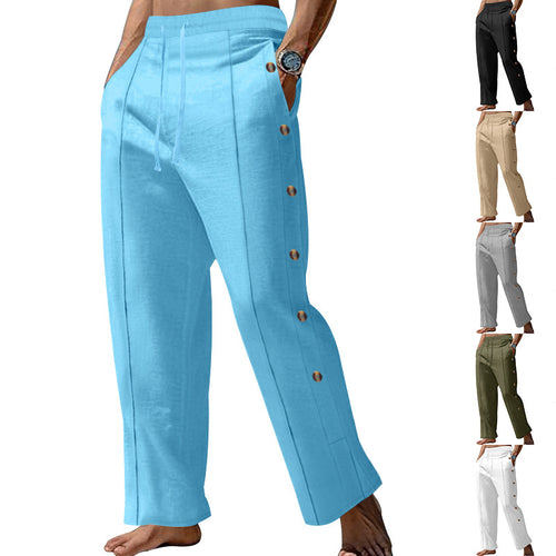 Casual summer pants for men with side buttons and elastic waist Lune London