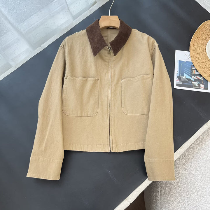 Veste de transition cropped chic pour femmes avec pilier en cordon intemporel Chic & Stil