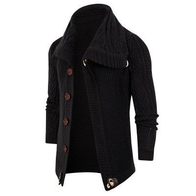Knitted jacket for men with shawl collar and wooden buttons Lune London