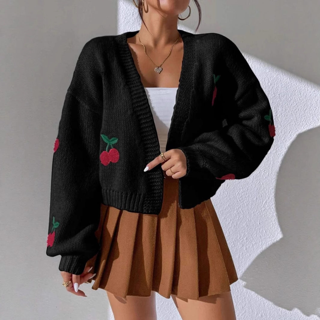 Cardigan pour femme avec motif floral de cerise Chic & Stil