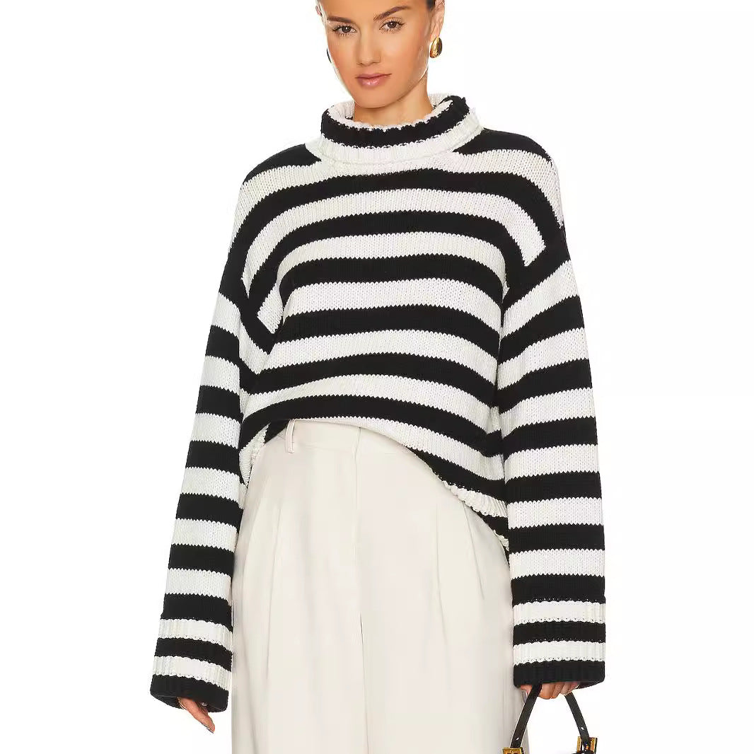 Pullover court pour femmes avec larges rayures Lune London
