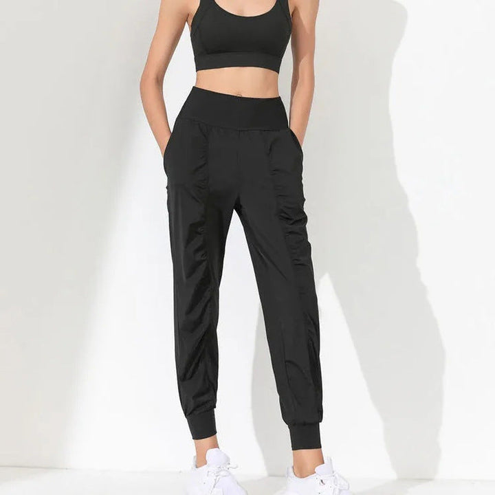 Women's Lightweight Sporty Jogging Pants with High Waist and Elastic Cuffs Lune London