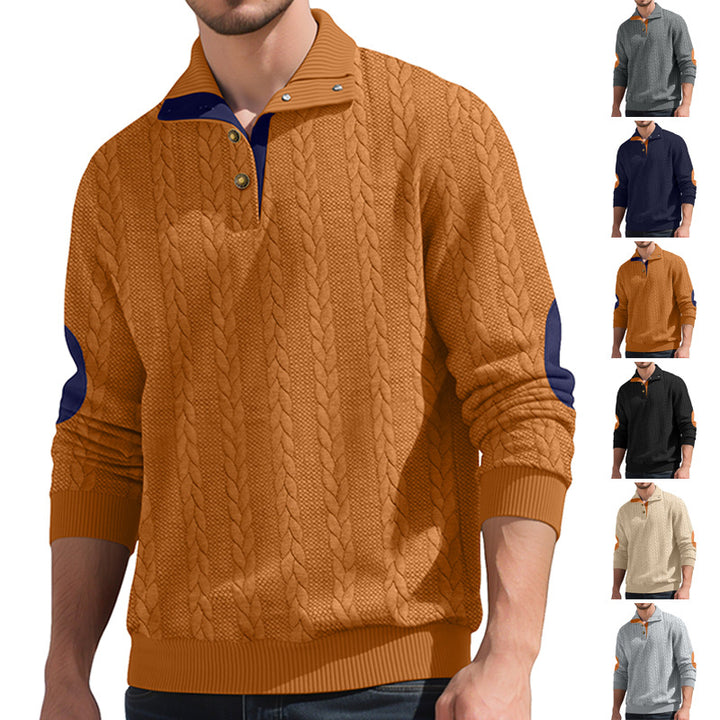 Trendy knit sweater for men with button placket and contrasting details Lune London