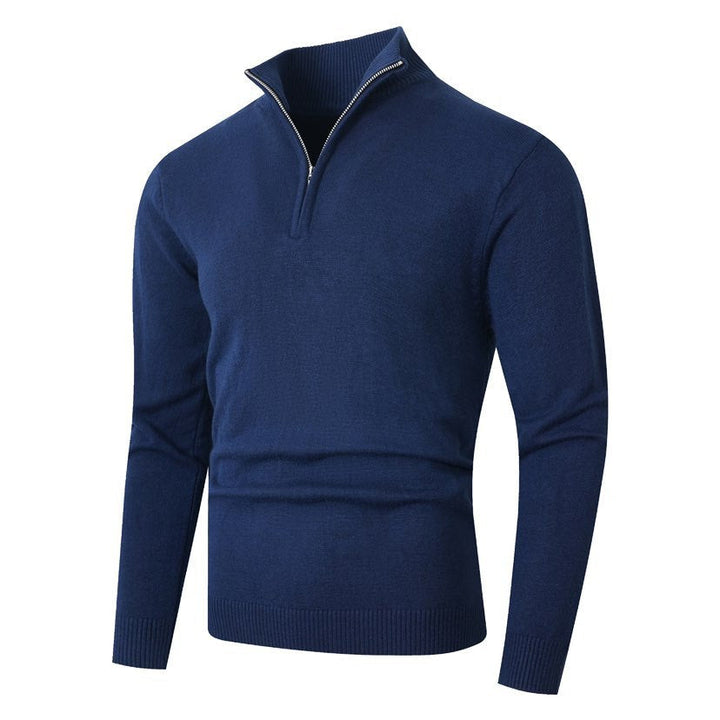 Lune London | Men's sweater with modern half zipper and fine ribbed structure