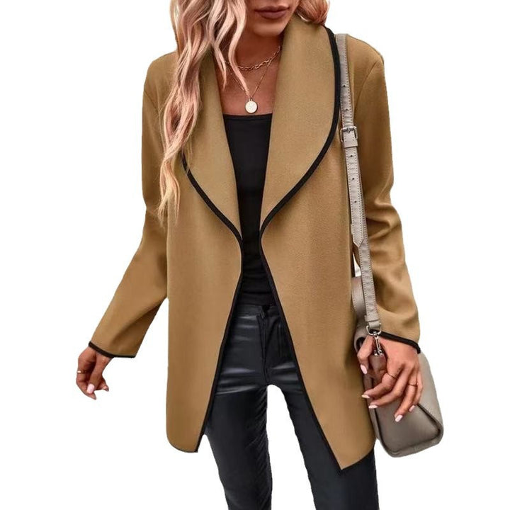Ladies elegant oversized blazer with contrasting piping Lune London