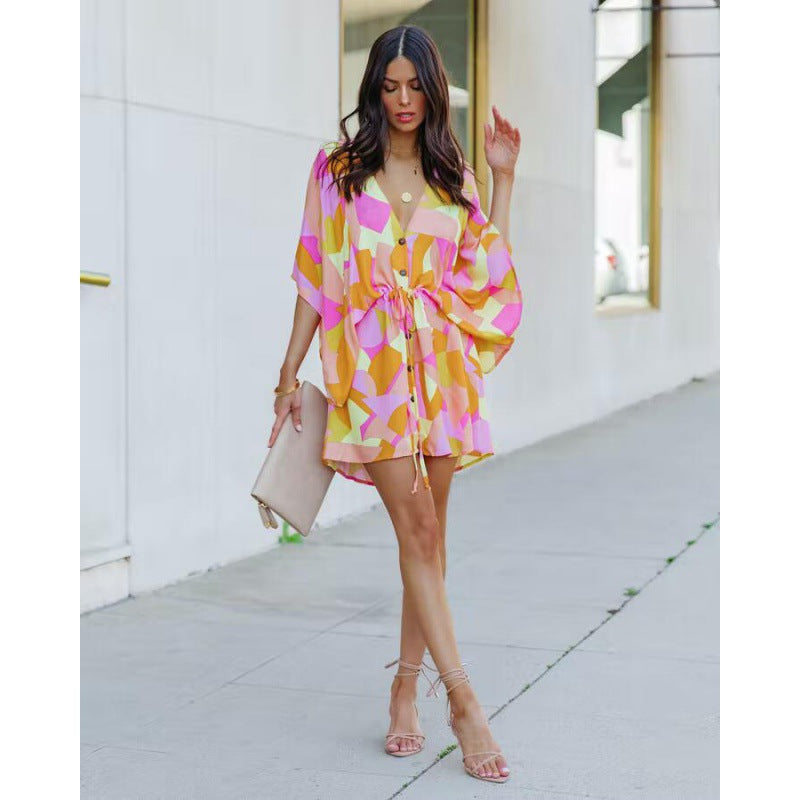 Floral Print Button Dress Lune London for Women