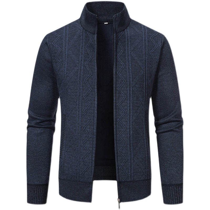 Elegant knitted jacket for men with textured pattern and high collar Lune London