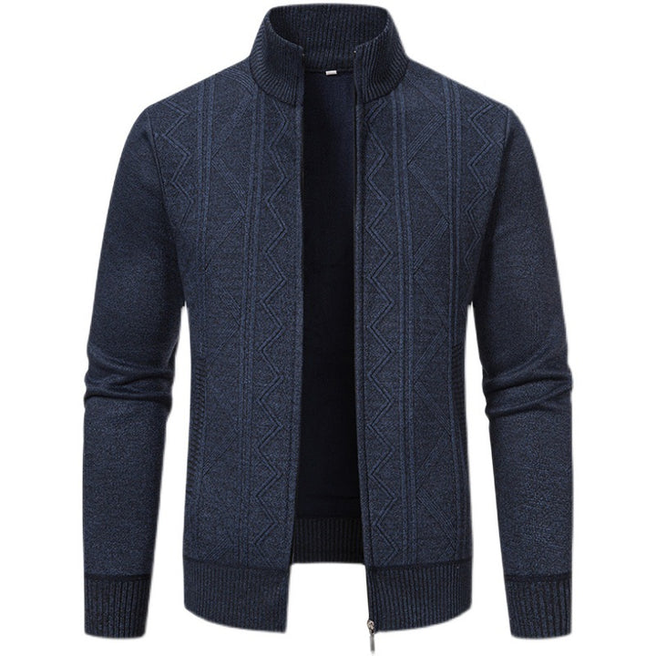 Elegant knitted jacket for men with textured pattern and high collar Lune London