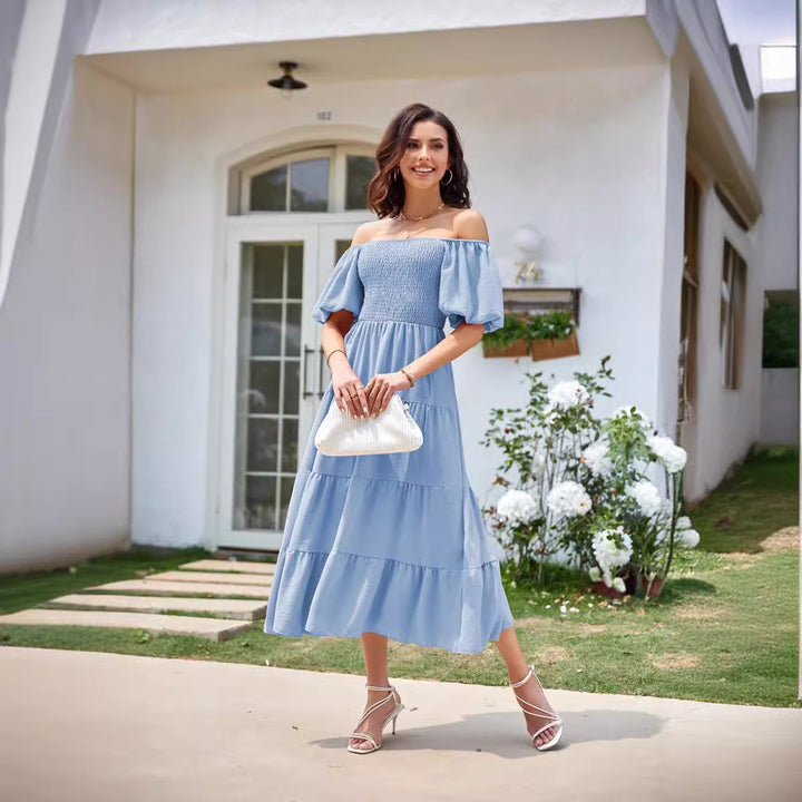 Maxi dress for women with slightly voluminous sleeves Lune London