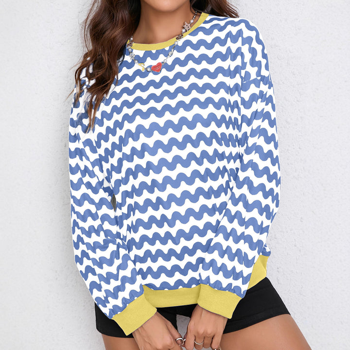 Sweat-shirt coloré pour femmes avec motif de vagues et coupe sportive Chic & Stil