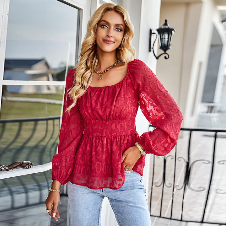 Blouse for women with elastic insert at the waist and puffed sleeves Lune London