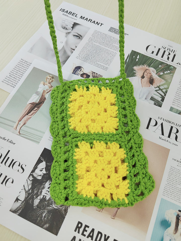 Ladies colorful crochet crossbody bag Lune London