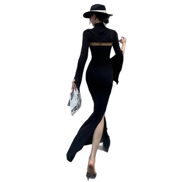 Robe maxi femme avec découpe asymétrique et élégantes manches bouffantes Chic & Stil