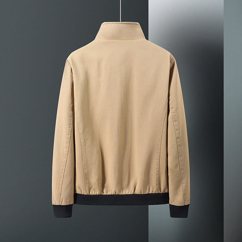 Modern transition jacket for men with high collar and practical pockets Lune London