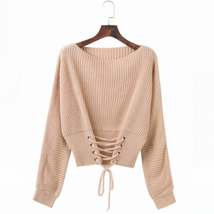 Women's sweater with a deep back neckline and decorative lace details Chic and Style
