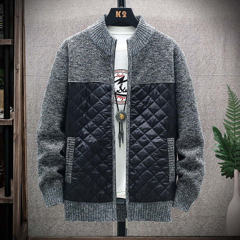 Men's quilted transition jacket with a modern knitted design and practical pockets Lune London