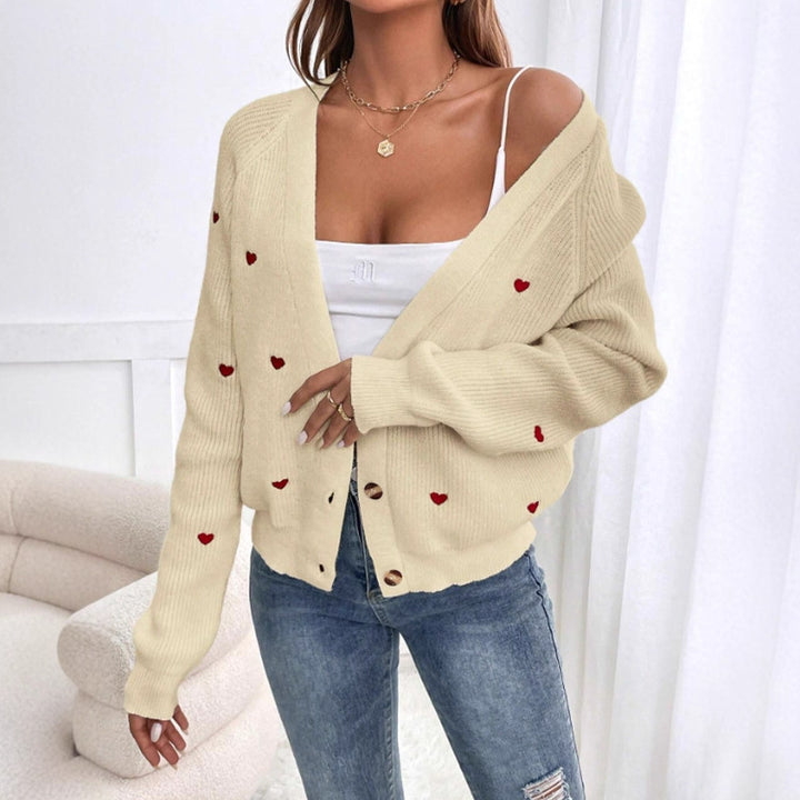 Ladies' knit jacket with playful heart design Lune London