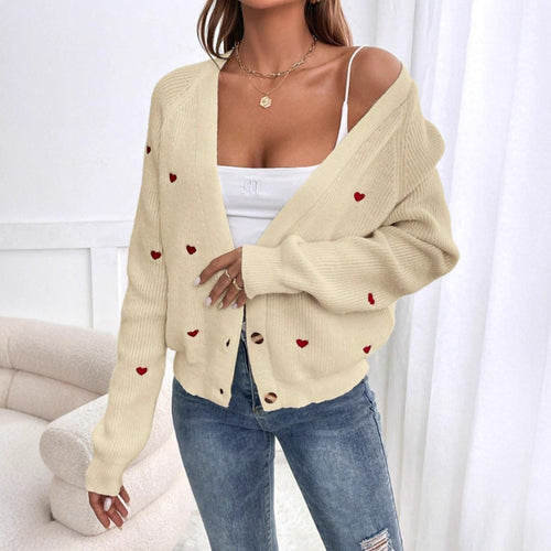Ladies' knit jacket with playful heart design Lune London