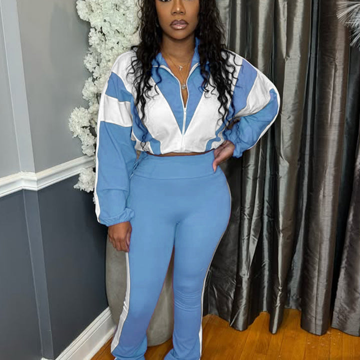 Ladies two-piece sports set with cropped jacket and fitted leggings Lune London