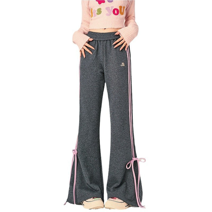 Women's loose-fitting leisure pants with decorative tie bands Chic & Stil