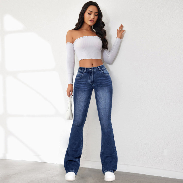 Ladies Retro Flared Jeans in classic design with high waistband