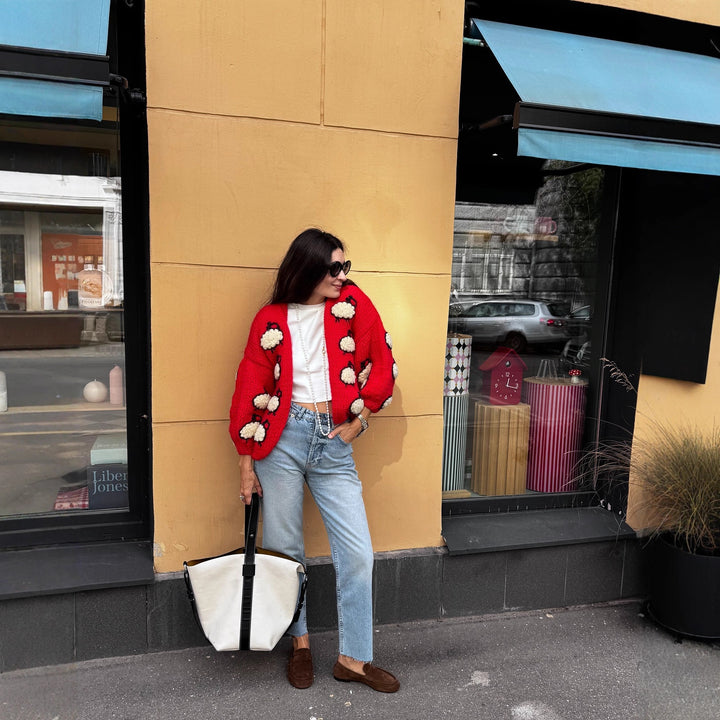 Sweater jacket for women with a unique sheep design and a relaxed fit Lune London