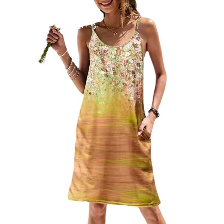 Elegant floral design summer dress for women with comfortable spaghetti straps Lune London