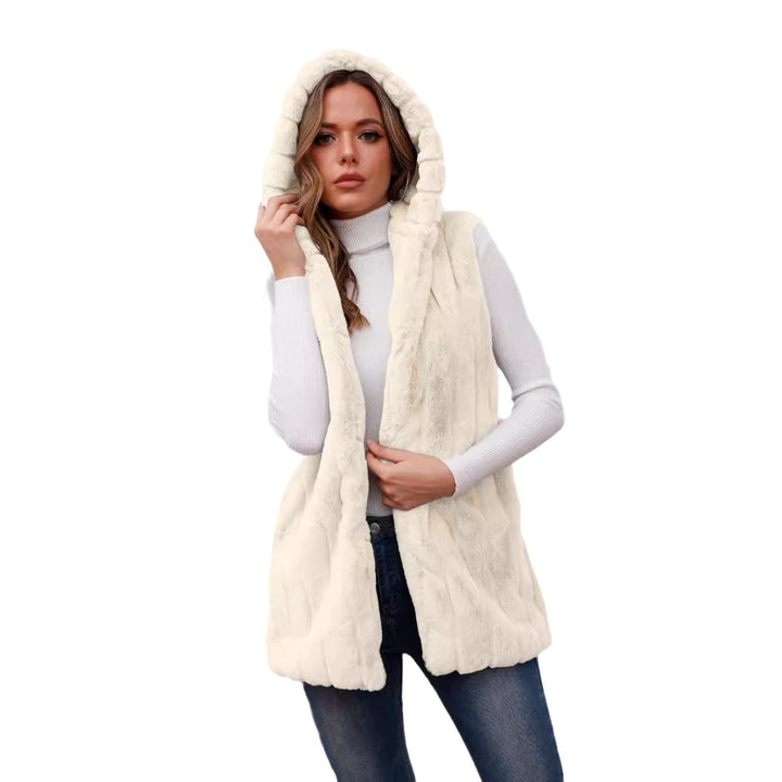 Ladies Elegant Hooded Faux Fur Vest Lune London