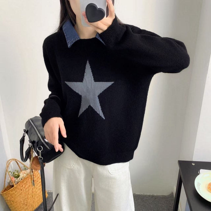 Pull décontracté pour femmes avec appliqué étoile Chic & Stil