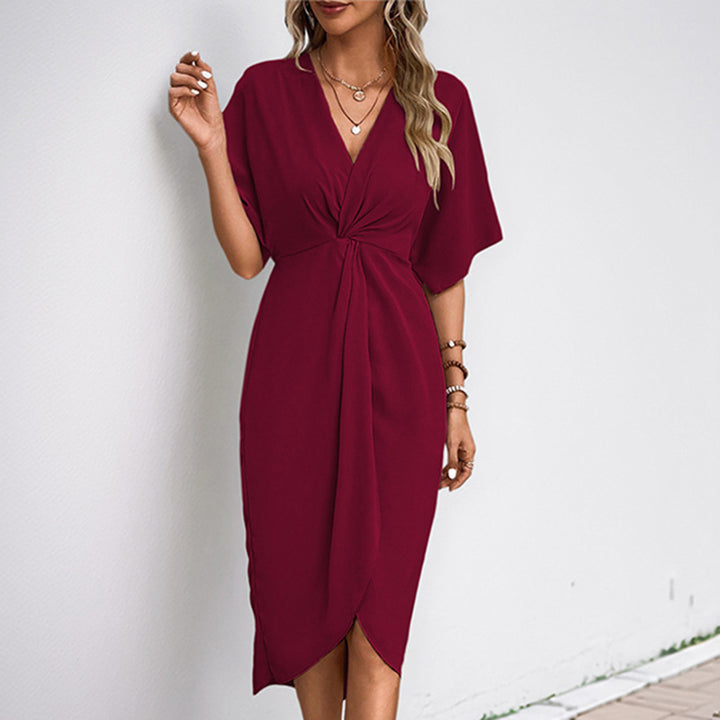 Elegant wrap dress with V-neck for women Lune London
