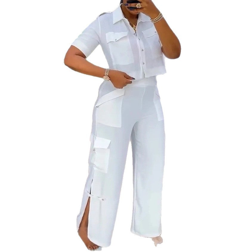 Ensemble de crop top élégant et de pantalons cargo pour femmes Chic & Stil