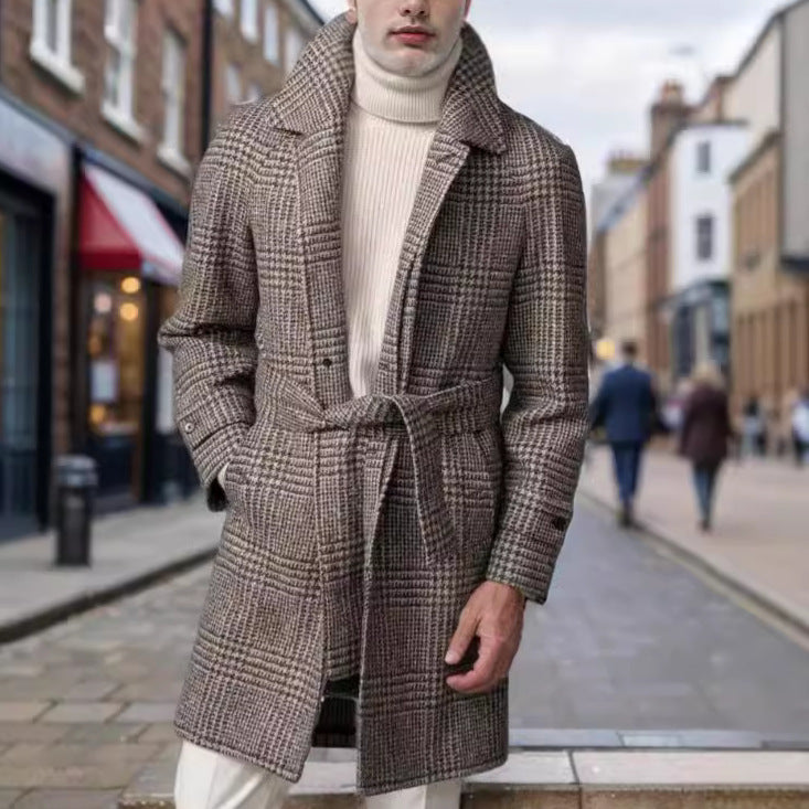 Elegant and warm coat for men with belt Lune London