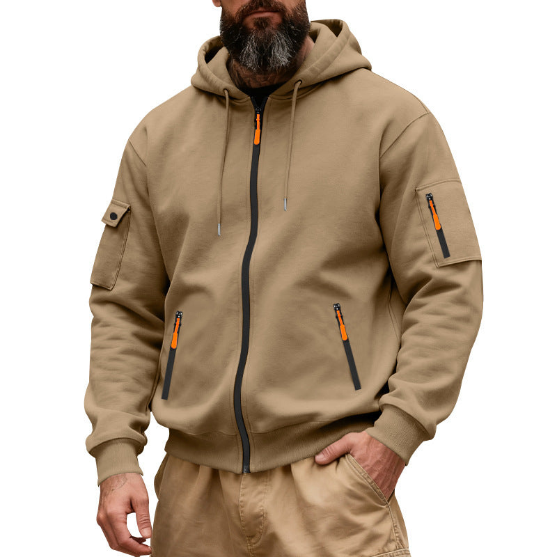 Practical hoodie for men with functional zippered pockets Lune London